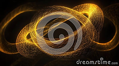 Glowing Infinite Loop of Tangled Strings Stock Photo