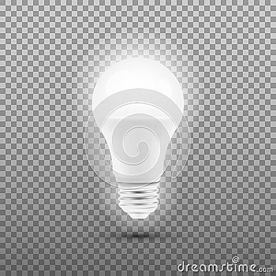 Glowing LED bulb isolated on transparent background. Vector illustration. Vector Illustration
