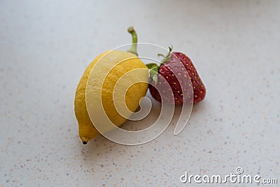 Lemon and strawberry - croped image Stock Photo