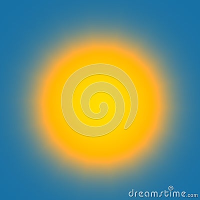 Glowing Light Bulb On Blue Background - Abstract Colorful Shining Circle - Bright Sky With Hazy Yellow Sun - Lamp Isolated Over Stock Photo