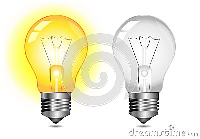 Glowing light bulb icon - on / off Vector Illustration