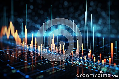 Glowing lines, stock market graph on a captivating diagram Stock Photo