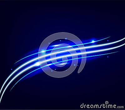 Glowing magic light effect and long trails fire motion. Vector Illustration