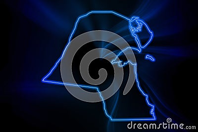 Glowing Map of Kuwait, modern blue outline map Stock Photo