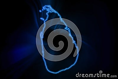 Glowing Map of Sri Lanka, modern blue outline map Stock Photo