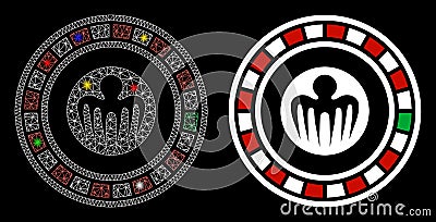 Glowing Mesh Carcass Spectre Casino Icon with Flare Spots Vector Illustration