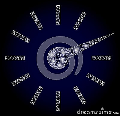 Bright Web Mesh Clockface with Light Spots Vector Illustration