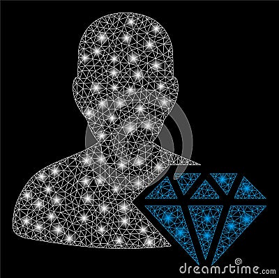 Glowing Mesh Network Goldsmith with Flare Spots Vector Illustration