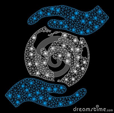 Glowing Mesh Network International Care with Flare Spots Vector Illustration