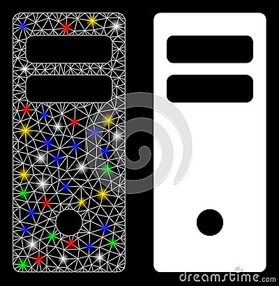 Flare Mesh 2D Server Mainframe Icon with Flare Spots Vector Illustration