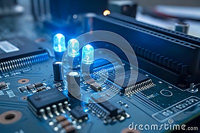 Glowing Microcontroller Tech Development Stock Photo