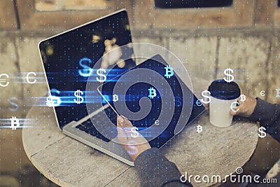 Glowing money signs background Stock Photo