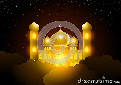Glowing mosque on the sky Vector Illustration
