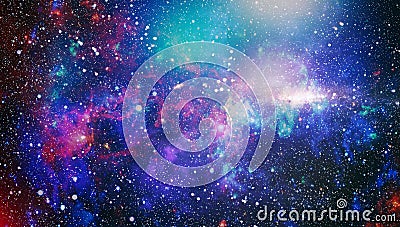 Glowing nebula. Space background with red nebula and stars. Dreamscape galaxy. Deep space. Science fiction fantasy in high Stock Photo