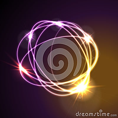 Glowing neon abstract circles shiny background Vector Illustration