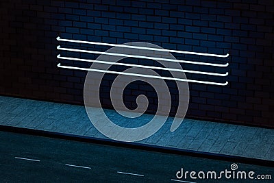 The glowing neon with brick wall background, 3d rendering Stock Photo