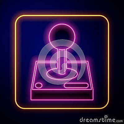 Glowing neon Joystick for arcade machine icon isolated on black background. Joystick gamepad. Vector Vector Illustration