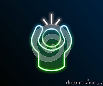 Glowing neon line Anger icon isolated on black background. Anger, rage, screaming concept. Colorful outline concept Vector Illustration