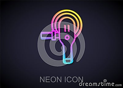 Glowing neon line Angle grinder icon isolated on black background. Vector Vector Illustration