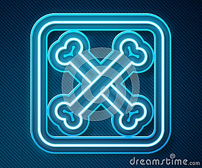 Glowing neon line Archeology icon isolated on blue background. Vector Vector Illustration