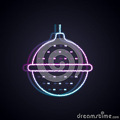 Glowing neon line Ball tea strainer icon isolated on black background. Vector Vector Illustration