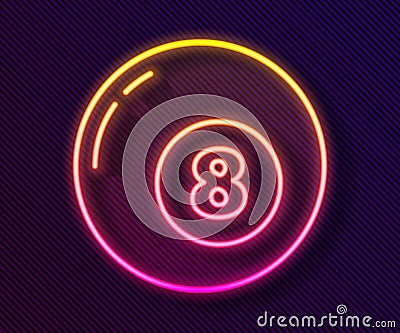 Glowing neon line Billiard pool snooker ball icon isolated on black background. Vector Illustration Vector Illustration