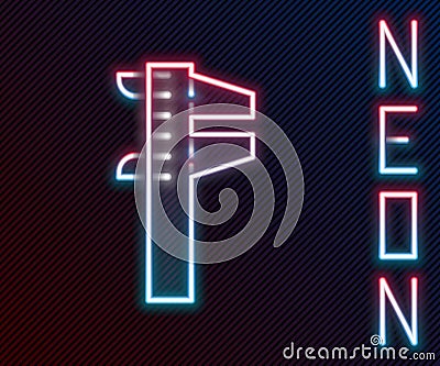 Glowing neon line Calliper or caliper and scale icon isolated on black background. Precision measuring tools. Colorful Vector Illustration