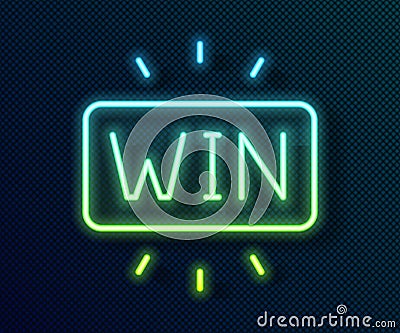 Glowing neon line Casino win icon isolated on black background. Vector Stock Photo