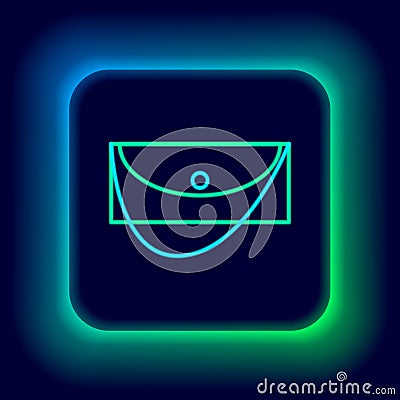 Glowing neon line Clutch bag icon isolated on black background. Women clutch purse. Colorful outline concept. Vector Vector Illustration