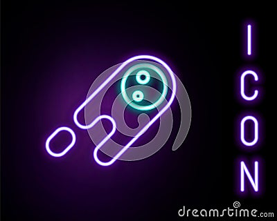 Glowing neon line Comet falling down fast icon isolated on black background. Colorful outline concept. Vector Stock Photo