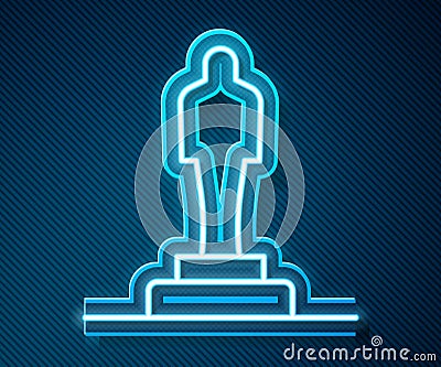 Glowing neon line 3D printer model icon isolated on blue background. 3d printing. Vector Vector Illustration