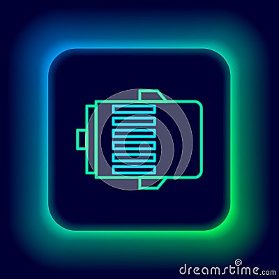 Glowing neon line Electric engine icon isolated on black background. Car alternator. Colorful outline concept. Vector Vector Illustration