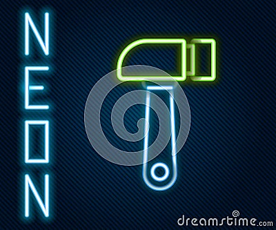 Glowing neon line Hammer icon isolated on black background. Tool for repair. Colorful outline concept. Vector Vector Illustration