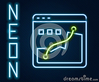 Glowing neon line Histogram graph photography icon isolated on black background. Colorful outline concept. Vector Vector Illustration