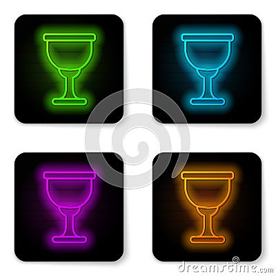 Glowing neon line Holy grail or chalice icon isolated on white background. Christian chalice. Christianity icon. Black Vector Illustration