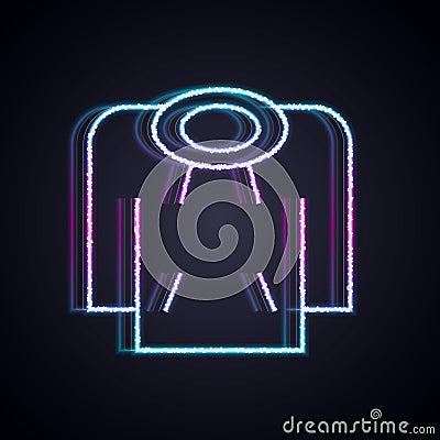 Glowing neon line Hoodie icon isolated on black background. Hooded sweatshirt. Vector Vector Illustration