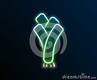 Glowing neon line Leek icon isolated on black background. Colorful outline concept. Vector Vector Illustration