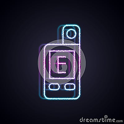 Glowing neon line Light meter icon isolated on black background. Hand luxmeter. Exposure meter - a device for measuring Vector Illustration