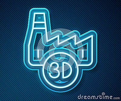 Glowing neon line Printing house industry icon isolated on blue background. Vector Stock Photo