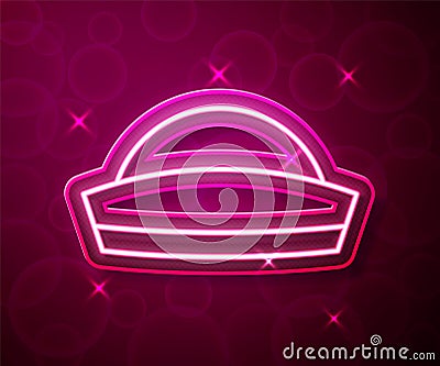 Glowing neon line Sailor hat icon isolated on red background. Vector Vector Illustration