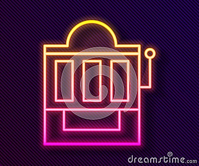 Glowing neon line Slot machine icon isolated on black background. Vector Illustration Vector Illustration