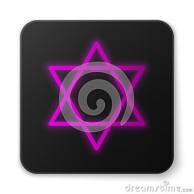 Glowing neon line Star of David icon isolated on white background. Jewish religion symbol. Symbol of Israel. Black Vector Illustration
