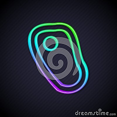 Glowing neon line Steak meat icon isolated on black background. Vector Stock Photo