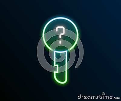 Glowing neon line Undefined key icon isolated on black background. Colorful outline concept. Vector Vector Illustration