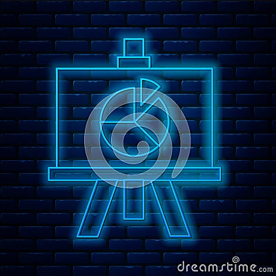 Glowing neon line XYZ Coordinate system icon isolated on brick wall background. XYZ axis for graph statistics display Vector Illustration