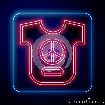 Glowing neon Peace icon isolated on black background. Hippie symbol of peace. Vector Vector Illustration