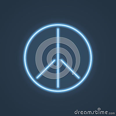 Glowing neon peace sign. Vector illustration. Vector Illustration