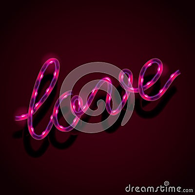 Glowing neon sign - Love Vector Illustration