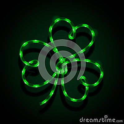 Glowing neon sign - Shamrock Vector Illustration