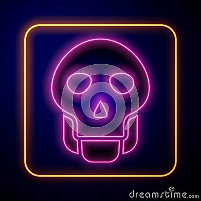 Glowing neon Skull icon isolated on black background. Happy Halloween party. Vector Vector Illustration